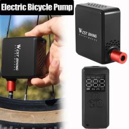 Mini bomba de bicicleta elétrica portátil Display LCD Inflator Multifunções Bomba de ar compacta Bomba de pneu Acessórios de bicicleta - Image 1