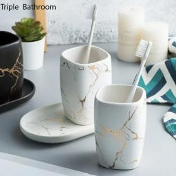 Caneca com copo de cerâmica nórdico, conjunto de presentes, suporte de escova de dentes, armazenamento, caneca para dentes, acessório para banheiro - Image 5