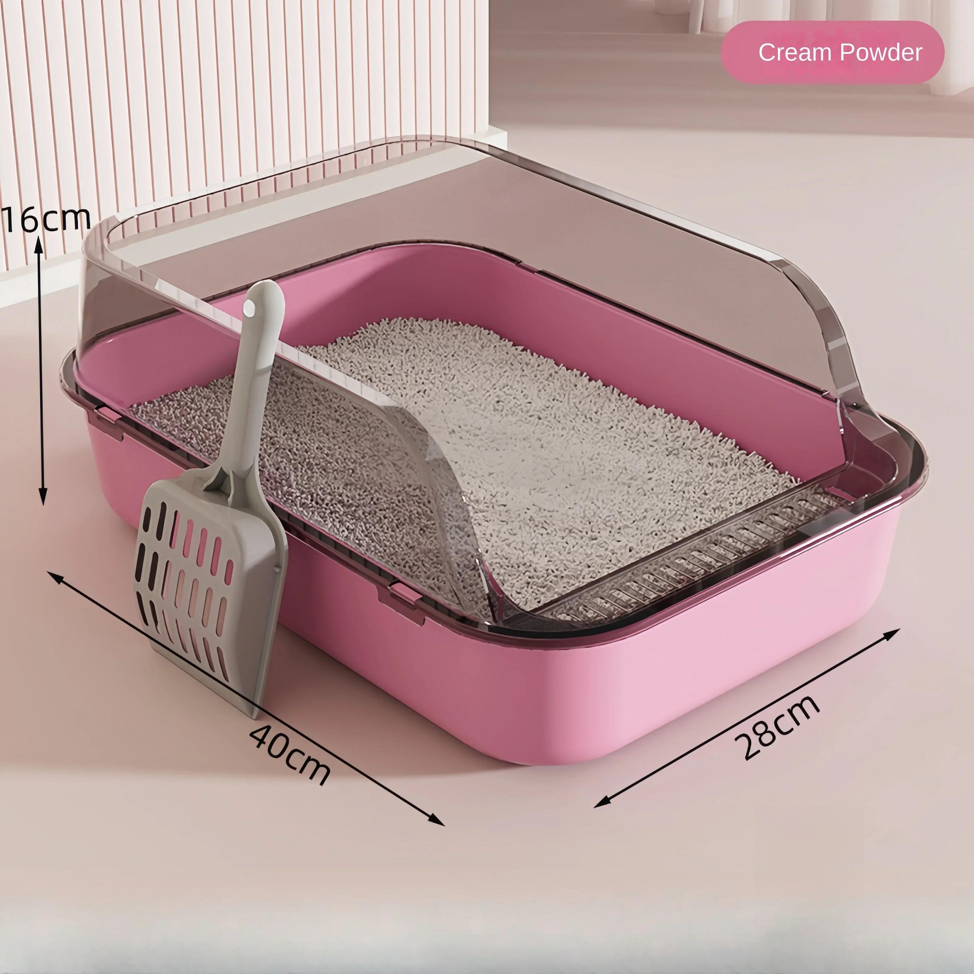 Totalmente Fechado Cat Litter Box, Espessamento Kitty Sandbox, Lado Alto, Splashproof Pet Bedpans com Litter Scoop, Limpeza Cat Supplies - Image 1