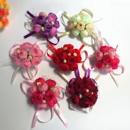 Corsagens de pulso rosa artificial mão flor da dama de honra de seda flor pulseira casamento nupcial pulso acessórios flor decoração festa - Image 2