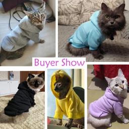 Roupas para gatos roupas para animais de estimação gato casaco casaco roupas para cães pequenos gatos hoodies para animais de estimação roupas de gato sólido vestuário para animais de estimação - Image 3