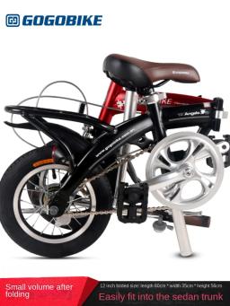 Mini bicicleta dobrável portátil para homens e mulheres, liga de alumínio, tipo de roda pequena, 12 ", ultra leve, adulto - Image 6