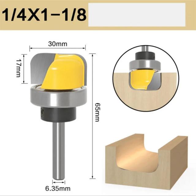 Conjunto de Bits para Router em Madeira com Haste Bowl de 6,35mm - 2 Flautas, Fresas em Liga de Carboneto para Carpintaria e Ferramentas CNC