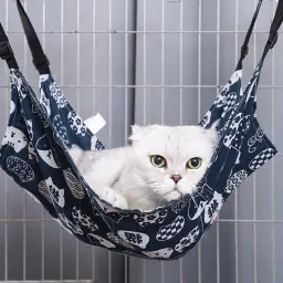 Cat Canvas Hammock Bed Pet Gatos Cães Camas Dupla Face Cama Pendurada Pet Swing Camas Hamster Esquilo Cat Rest Sleep Supplies - Image 2