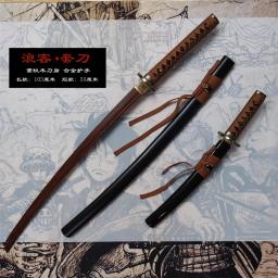 Conjunto de 2 espadas de treinamento samurai japonês katana e wakizashi, lâmina de madeira jacarandá/wengué, madeira dura sólida laccada saya, não afiada - Image 1