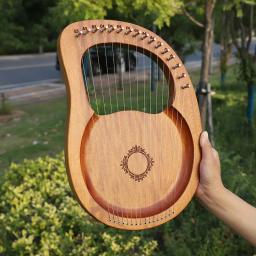 Madeira Mogno Lira Harpa com Cordas Sobressalentes, 7 Cordas, 16 Cordas, Instrumento Musical - Image 5