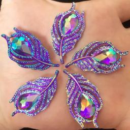Pavão Penas Flatback Rhinestone Apliques, Resina Brilhante 3D, DIY Scrapbook Natal, Artesanato Estatueta, Decoração de Casa, OW19, 10Pcs - Image 2