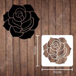 Quadrado Rose Flower Stencil, Arte e Artesanato Stencil, DIY Pintura em Madeira, Branco, 12 "x 12" - Image 2