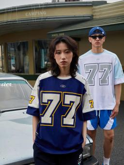Retro americano V-Neck Futebol Jersey, Stylish Street Patchwork, Jersey Esportes, Estilo Harajuku, Hip Hop Basquete T-Shirt - Image 4