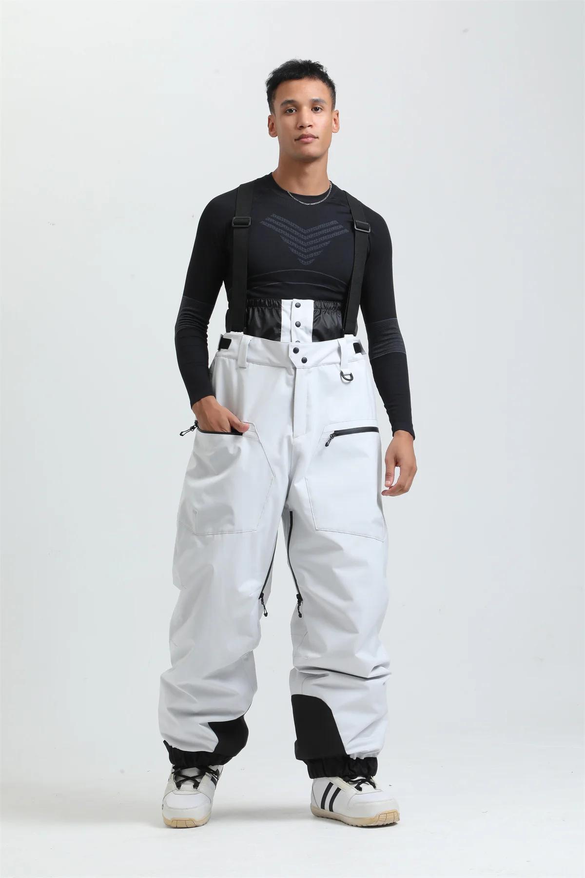 Gsou esporte ao ar livre montanha feminino calças de esqui inverno à prova dwaterproof água das mulheres dos homens macacão de snowboard suspender calças de neve calor-40 graus - Image 1