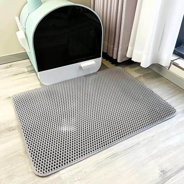 Tapete de areia impermeável de dupla camada com bacia antiderrapante e filtro lavável para gatos de grande porte