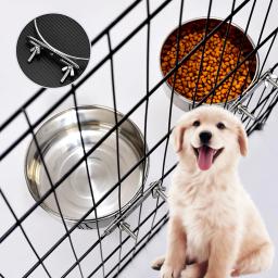 Tigela de comida para animais de estimação, aço inoxidável, 10-20cm, gaiola comum, pendurado, alimentador de bacia de cachorro, grande capacidade, tigela de alimentação de metal fixa - Image 1
