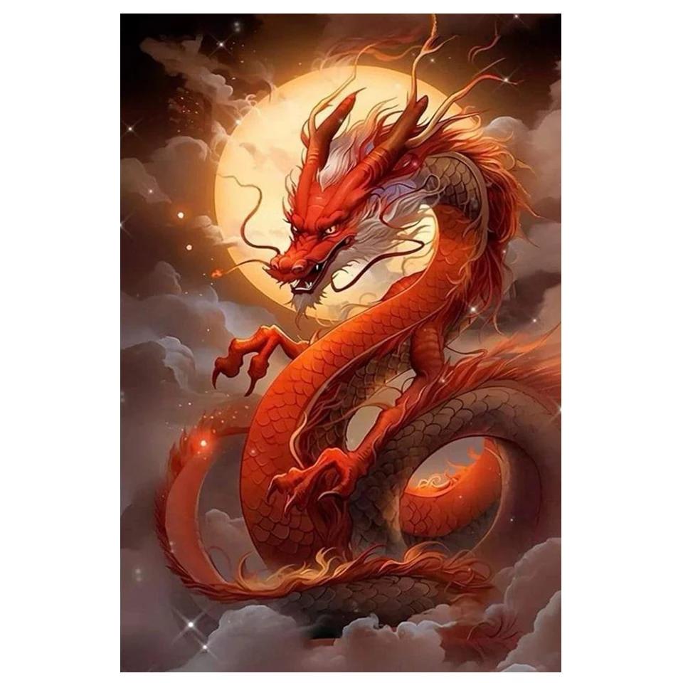 AB Fada Poeira Diamante Pintura, Dragão Chinês, Nova Coleção, Mosaico DIY, Ponto Cruz Kits, Arte Bordada, Decoração para casa - Image 1