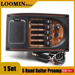 Plástico EQ Equalizador Tuner, Pickup Piezo, pré-wired Preamp, guitarra acústica, Peças Acessórios, 5-Band Tone Controls, 1 Set - Image 1