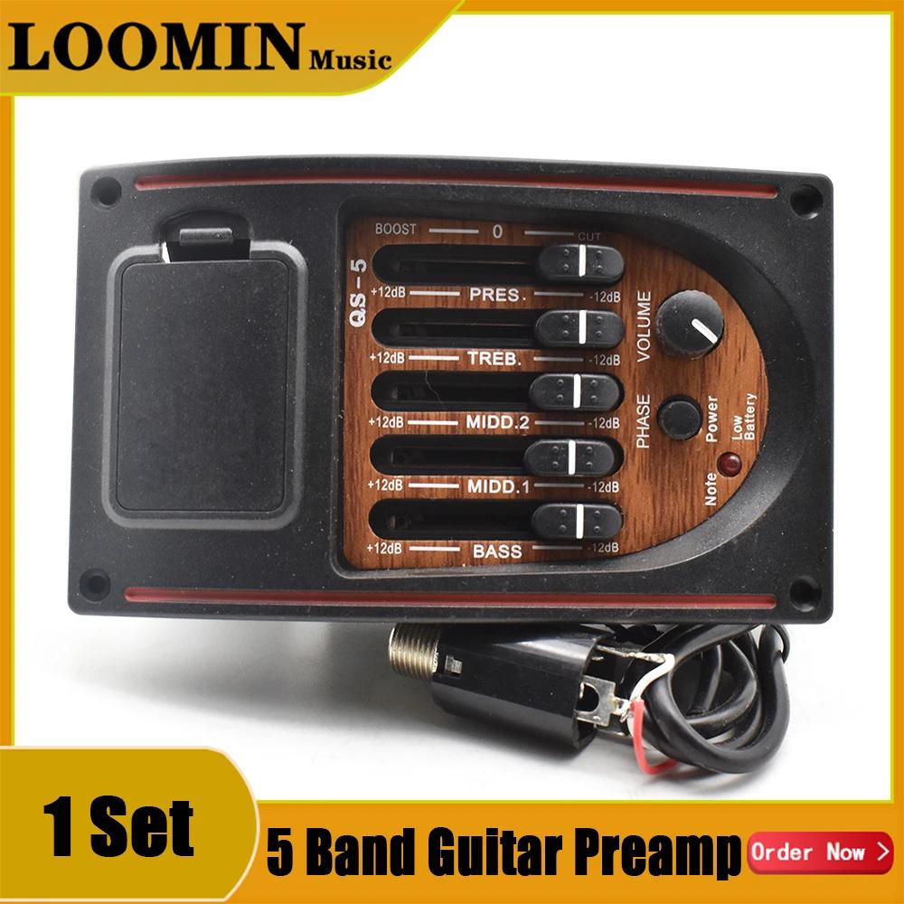 Plástico EQ Equalizador Tuner, Pickup Piezo, pré-wired Preamp, guitarra acústica, Peças Acessórios, 5-Band Tone Controls, 1 Set - Image 1