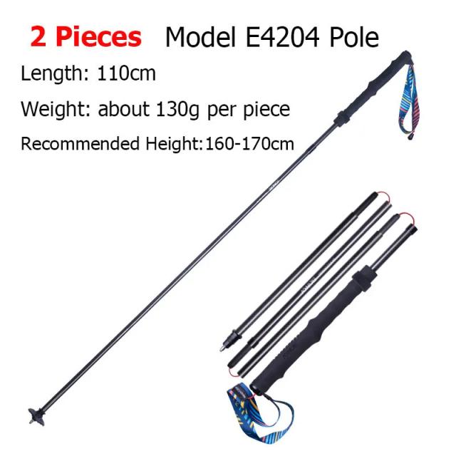 Aonijie E4204 Bastões de Trekking Dobráveis Fibra de Carbono Leves com Cordão Fixo para Caminhada e Montanhismo - 2 Peças