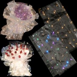 Casamento bouquet papel de embrulho à prova dwaterproof água embalagem de presente de flor luminosa led claro celofane para dia dos namorados festa artesanato papel - Image 1