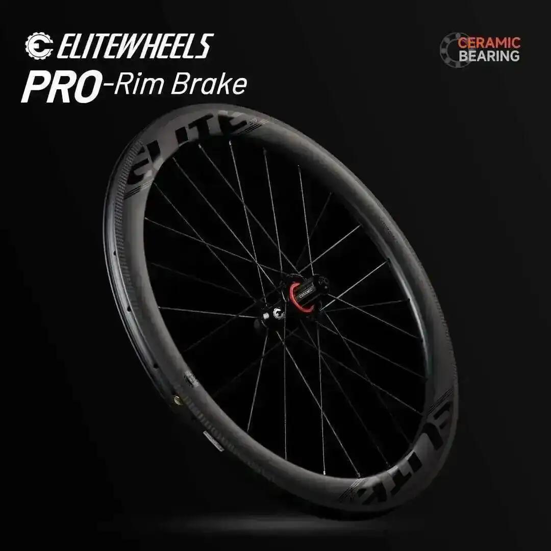 Elitewheels pro 700c estrada rodas de carbono r10 rolamento cerâmico ou cubo normal 20-24h clincher tubeless para ciclismo rodado - Image 1