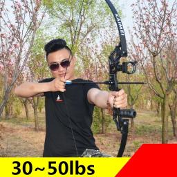 Profissional Straight Draw Bow, poderosa caça arco e flecha, tiro ao ar livre, Esportes, 30-50 Lbs, Novo - Image 1