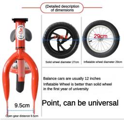 Scooter infantil equilíbrio carro pneu pedal, bicicleta livre roda sólida, deslizante acessórios de modificação pneumática, 12" - Image 2