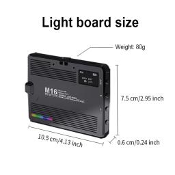 Luz LED de bolso RGB para vídeo ao vivo, braçadeira embutida para suporte do telefone, adaptador de sapata fria, 3000K-9900K, bateria 1500mAh, M16, 5W - Image 3