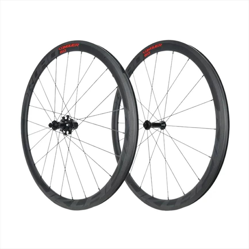 Conjunto de rodas de carbono 700c mtb/bicicleta de estrada roda leve cubo de baixa resistência durável fibra de carbono 35/38/42mm de altura - Image 1
