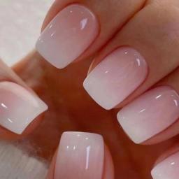 24 pçs simples cabeça quadrada unhas falsas com cola gelatinosa rosa branco gradiente imprensa francesa em unhas falsas curto cobertura completa dicas de unhas - Image 5