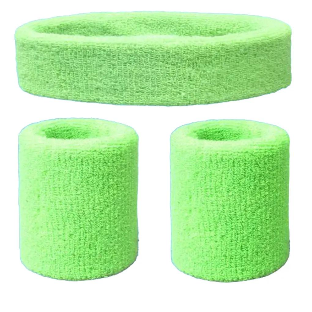 Esportes bandana exercício yoga sweatband conjunto de basquete badminton pulseira acessórios presentes para homens mulher verde - Image 1