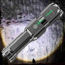 Zoom Telescópico Recarregável Lanternas Táticas, Tocha LED, 4 Modos de Iluminação, Longo Alcance, Impermeável, Camping, Pesca - Image 4