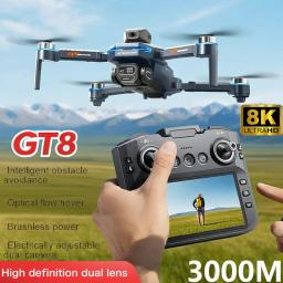 Novo GT8 GPS drone professional versão 8K câmera três eixos PTZ vôo visão controle remoto motor sem escova grande tela controle remoto dobrável drone gift pack - Image 1