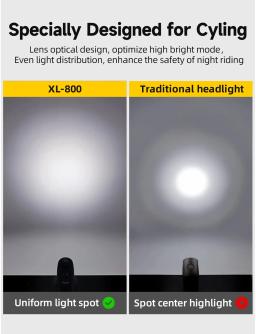 XOSS XL400/800/1200 luz frontal de alumínio para bicicleta recarregável mtb lâmpada frontal faróis acessórios de bicicleta - Image 3