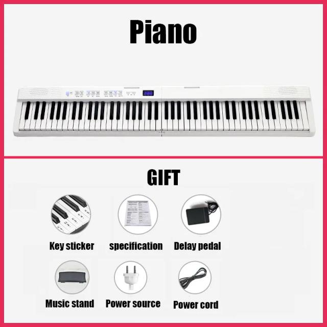 Piano Eletrônico Dobrável com 88 Teclas: Controlador MIDI, Sintetizador e Instrumentos Digitais para Música