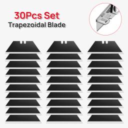30 peças lâmina trapezoidal de substituição + caixa para arte artesanato ferramenta de corte multiferramenta lâmina de aço carbono ferramentas de corte ferramenta manual - Image 1