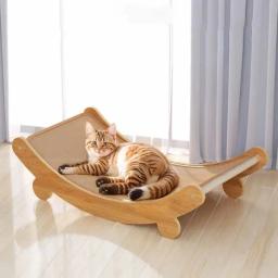 Multifuncional gato de madeira arranhando almofadas, cama de dormir, destacável, resistente ao desgaste, gatinho moagem brinquedos, gatos arranhar placa - Image 2