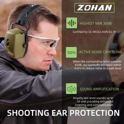 Zohan-protetores auriculares eletrônicos, proteção auditiva, cancelamento de ruído ativo, para a caça, ao ar livre, nr30db - Image 3