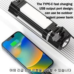 Recarregável Outdoor Camping Light, Tent Lamp, portátil, lanterna dobrável, banco de potência de emergência, trabalho Floodlight - Image 3