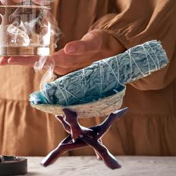 Sábio Cascão Kit com Abalone Shell, tripé Stand, incenso natural varas definido para a cura Yoga e Meditação - Image 2