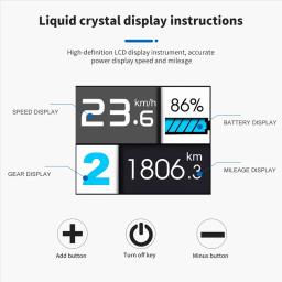 TFT-UKC3 Display Speed Battery, Time Indicator for Electric Bicycle, Motor Conversion Kit, impermeável, 24V, 36V, 48V - Image 6
