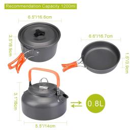 Kit De Panelas De Acampamento Leve Dobrável, Chaleira, Panela, Utensílios Portáteis, Louça De Piquenique De Alumínio, Churrasco, Caminhadas, Viagem - Image 6