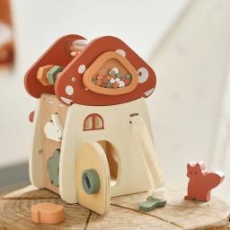 Bloco De Construção De Madeira Para Bebês, Jogo De Percussão De Música, Educação Recém-Nascida, Casa De Cogumelos, 5 Em 1, Desenhos Animados, Forma De Animal, Brinquedo De Correspondência - Image 1