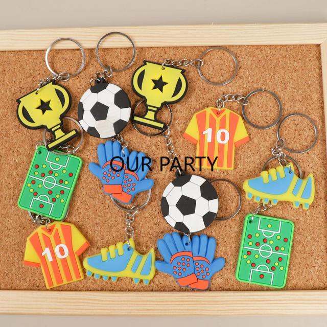 Charms de Futebol em PVC para Crianças - 12 Chaveiros Divertidos para Festas, Mochilas & Brindes