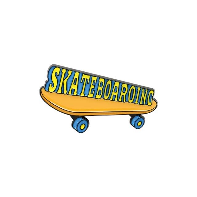 Broche de Skate Personalizado Amor Patinação Esmalte Pinos Mochila Metal Desenhos Animados Emblemas Lapela Presentes