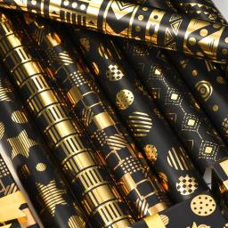 Rolos de Papel de Embrulho para Presente, Metálico, Preto e Dourado, Dia dos Namorados, Aniversários, Casamentos, Graduações, Noivados, 50x70cm, 8 Pcs - Image 4