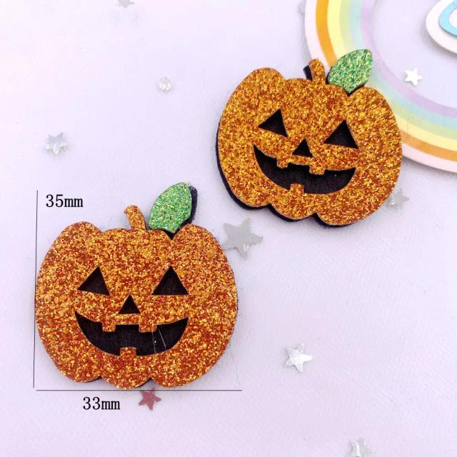 Conjunto de 10 Apliques de Glitter Colorido em Tecido para Halloween - Crânio, Morcego, Aranha e Abóbora para DIY de Acessórios e Decoração