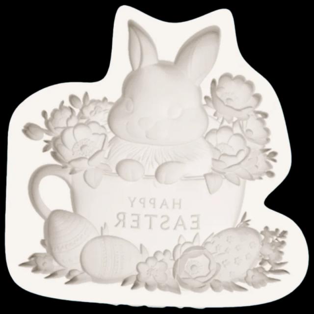 Molde de Silicone Coelho Floral para Chocolate Páscoa