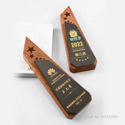 Troféu De Cristal De Mármore De Madeira Criativo, Empresa Excelente Empregado Reunião Anual Lembrança Presente, Medalha De Prêmio De Decoração De Casa, 1Pc - Image 3