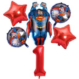 6 pçs dc super-herói tema festa balões de ar conjunto superman 32 polegada número folha balão meninos decorações aniversário crianças festa suprimentos - Image 2