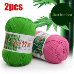 2 pçs tricô fio de algodão de bambu fibra de bambu algodão quente macio natural tricô crochê malhas fio de lã - Image 1