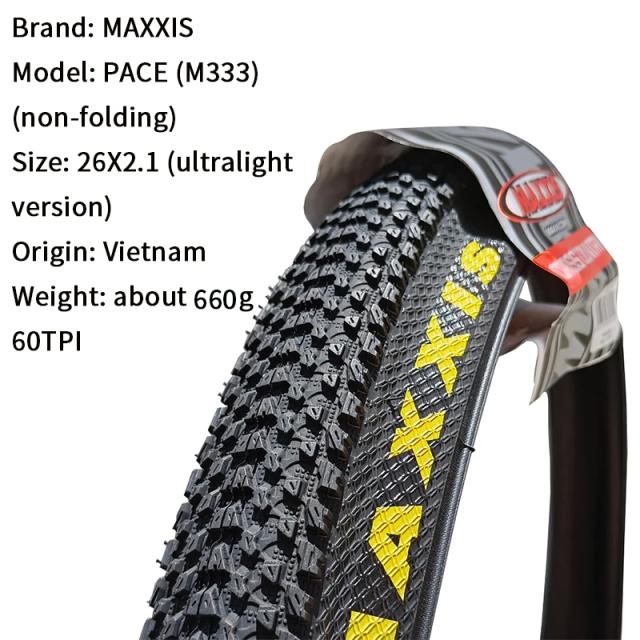 Maxxis M333 Pace Pneu de Bicicleta XC 26" / 27.5" / 29" Fio de Aço 1 Peça