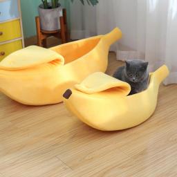 Banana cama para gato, engraçado e bonito, acolhedor, acolhedor e conforto, macio e lavável, pet supplies - Image 4